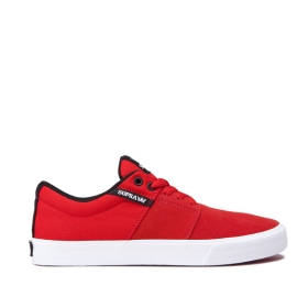 Supra Mens STACKS II VULC Low Top Shoes Risk Red/white | US-56735